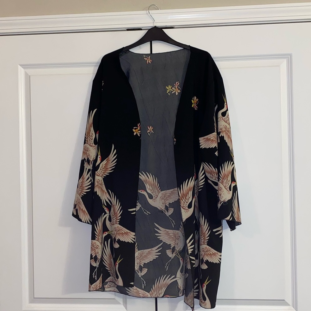 Open front duster - Bird design